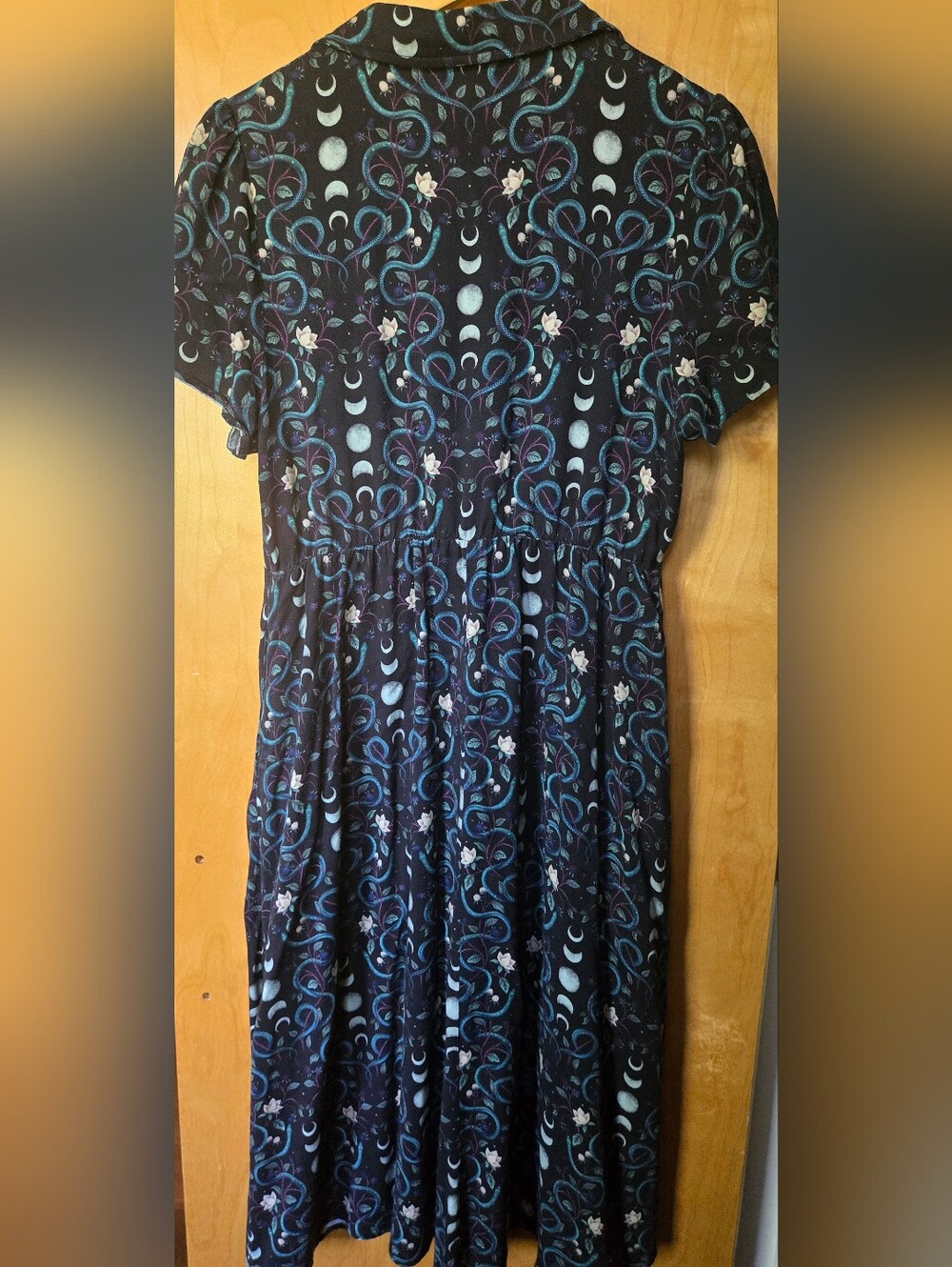 Disturbia Serpent Moon print Button-Front Midi Dress - Picture 2 of 4
